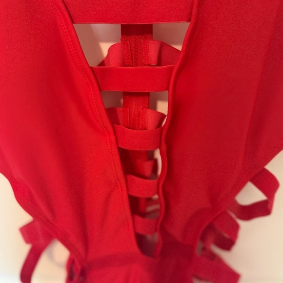 Red Strappy One-Piece Swimsuit - Picture 6 of 8